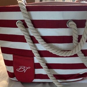 Porto Vino Red and White Striped Tote Bag
